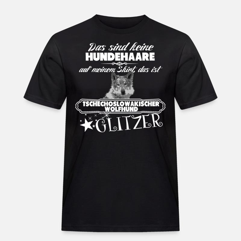 TSCHECHOSLOWAKISCHER WOLFHUND GLITZER - Männer Workwear T-Shirt - Schwarz