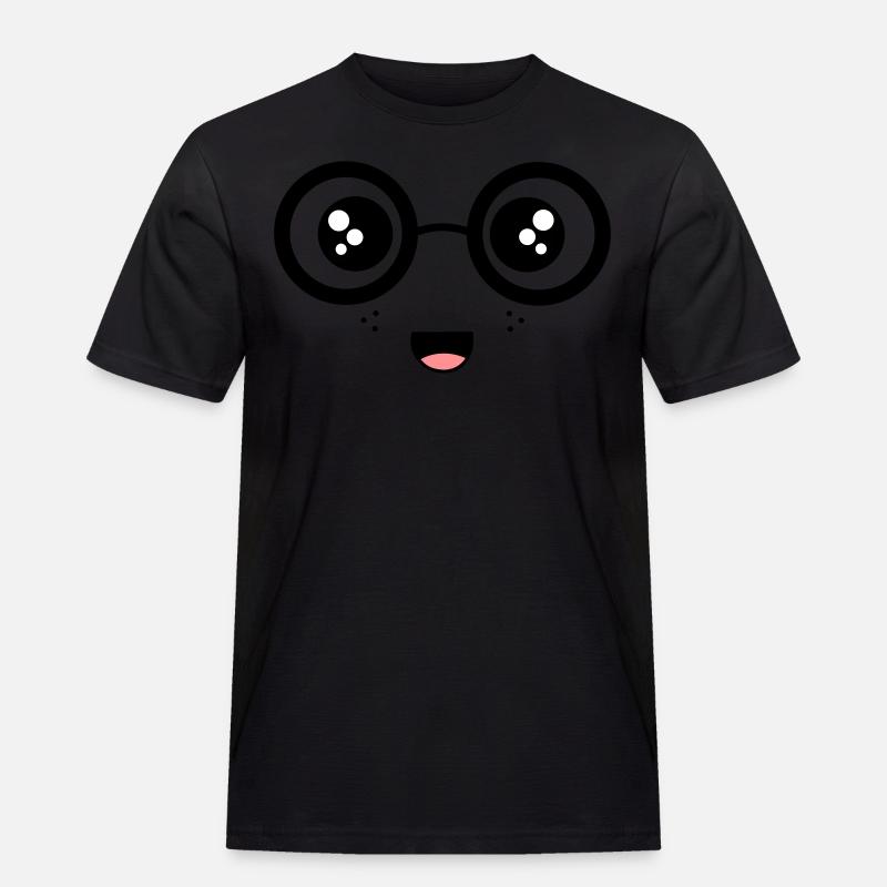 Nerdy Face - Männer Workwear T-Shirt - Schwarz