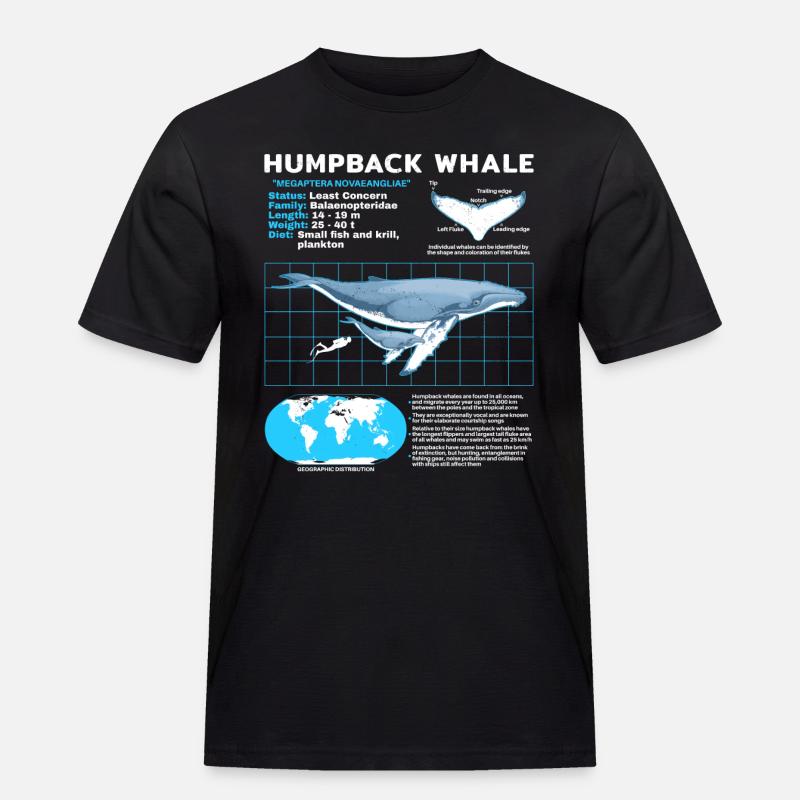 Humpback Whale Datasheet - Men's Workwear T-Shirt - black