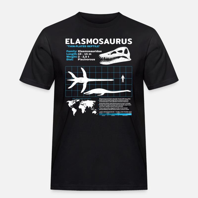 Elasmosaurus fact sheet - Männer Workwear T-Shirt - Schwarz