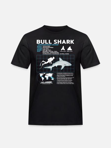 Bull Shark Data Sheet - Men's Workwear T-Shirt - black