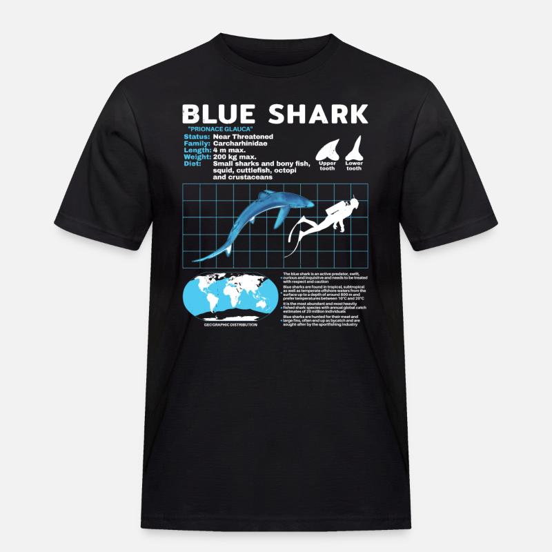 Blauhai Datenblatt Fact Sheet - Männer Workwear T-Shirt - Schwarz