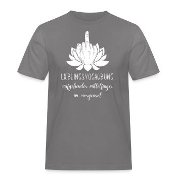 Lieblingsyogaübung: aufgehender Mittelfinger - Männer Workwear T-Shirt - Grau - Vorne - AI Model Male 185 dark (185cm)