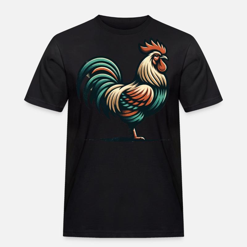 Breloque Coq Rustique - T-shirt Workwear homme - noir