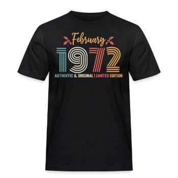 Februar 1972 Geburtstag Februar 1972 Retro - Männer Workwear T-Shirt - Schwarz - Vorne - AI Model Male 178 light (178cm)