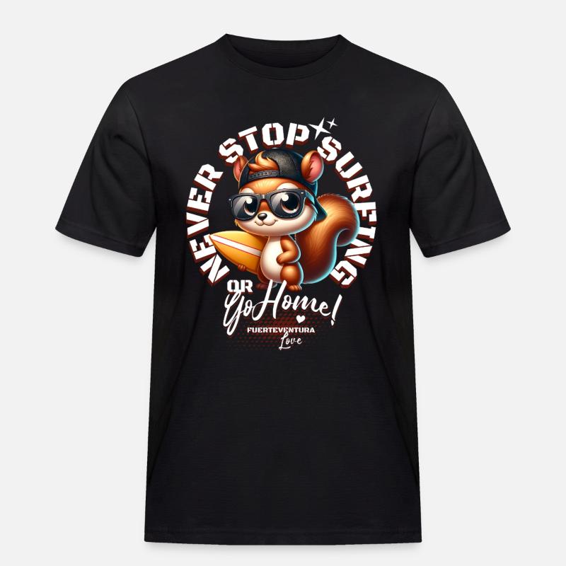 Surfer Eichhörnchen mit Surfbrett - Männer Workwear T-Shirt - Schwarz
