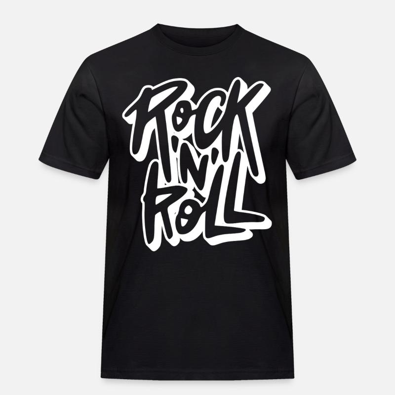 Rock 'N' Roll Graffiti Text - Men's Workwear T-Shirt - black