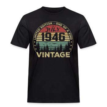 Cadeau D'anniversaire Juillet 1946 Vintage 1946 - T-shirt Workwear homme - noir - Devant - AI Model Male 178 light (178cm)