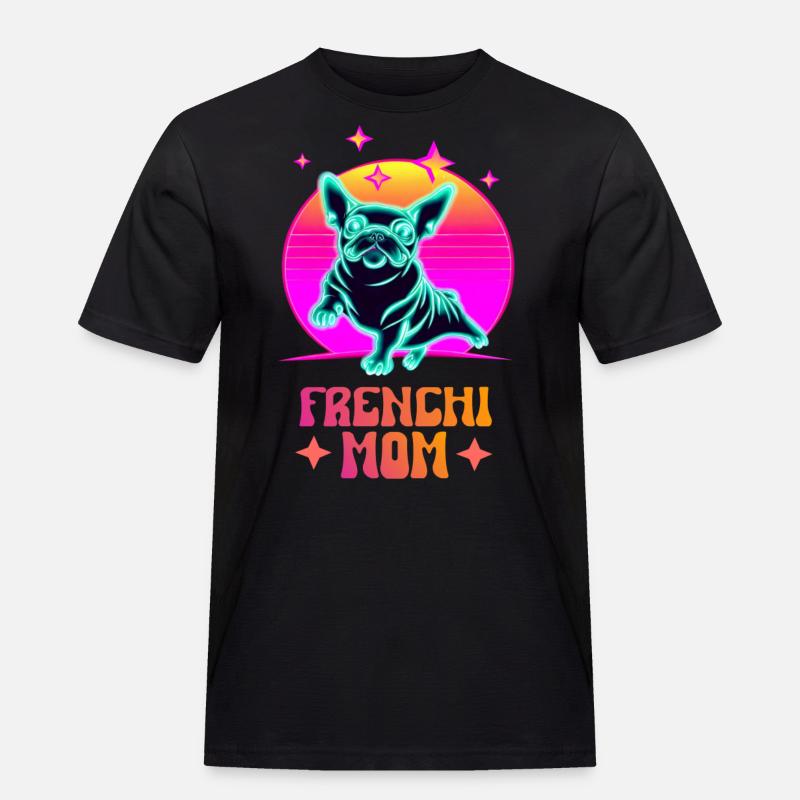 Frenchie Mom - Männer Workwear T-Shirt - Schwarz