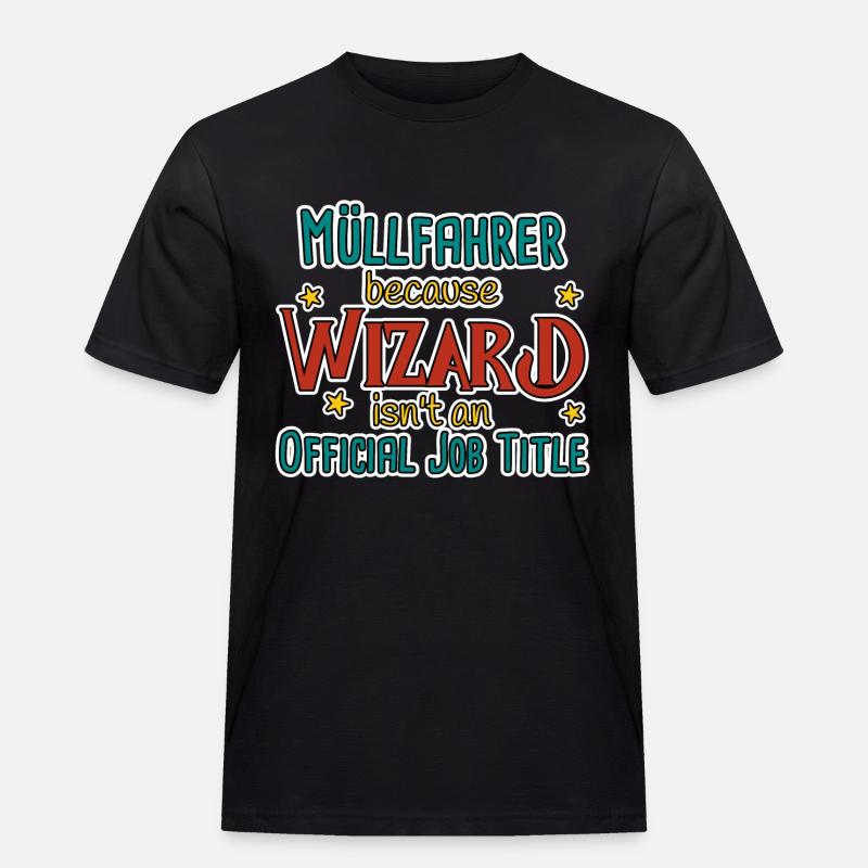 Müllfahrer Wizard - Männer Workwear T-Shirt - Schwarz