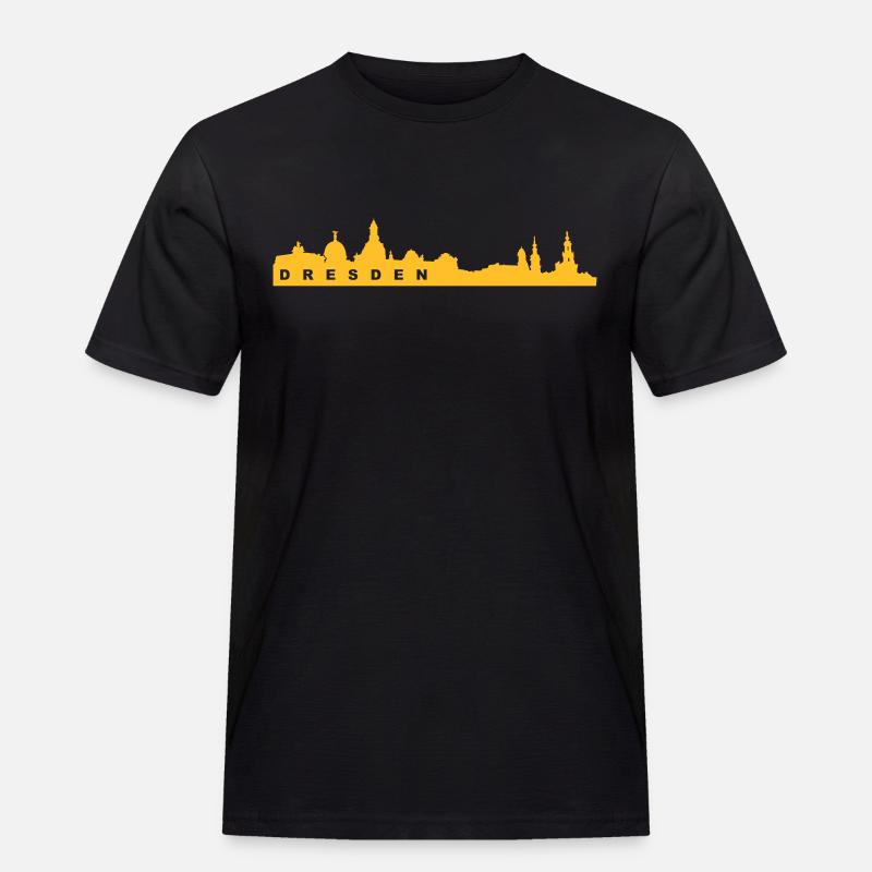 Dresden Skyline - Männer Workwear T-Shirt - Schwarz