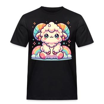 Coloré Mignon Bélier Dessin Animé Illustration - T-shirt Workwear homme - noir - Devant - AI Model Male 178 light (178cm)