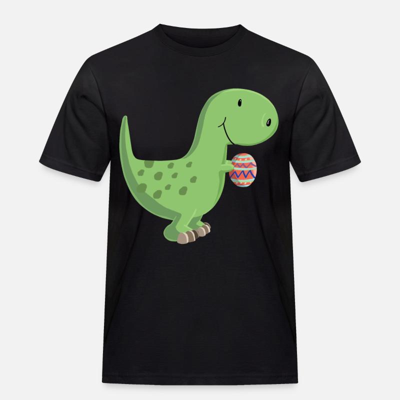 Dino mit Ei - Männer Workwear T-Shirt - Schwarz