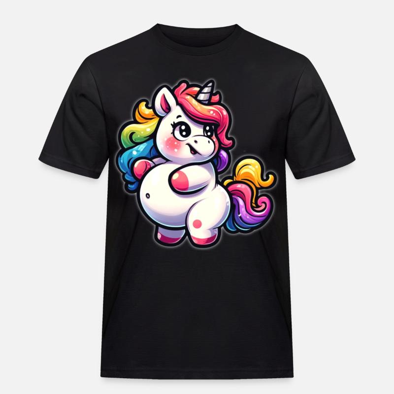 Kunterbuntes Einhorn-Kuscheldesign - Männer Workwear T-Shirt - Schwarz
