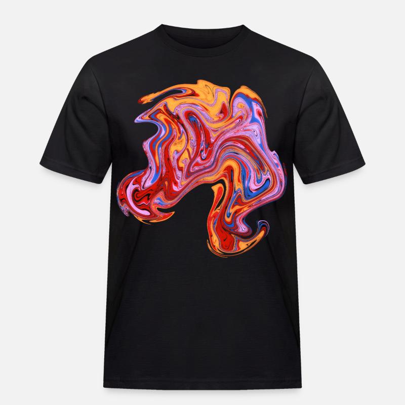 Farbwirbel Neon-Muster - Männer Workwear T-Shirt - Schwarz