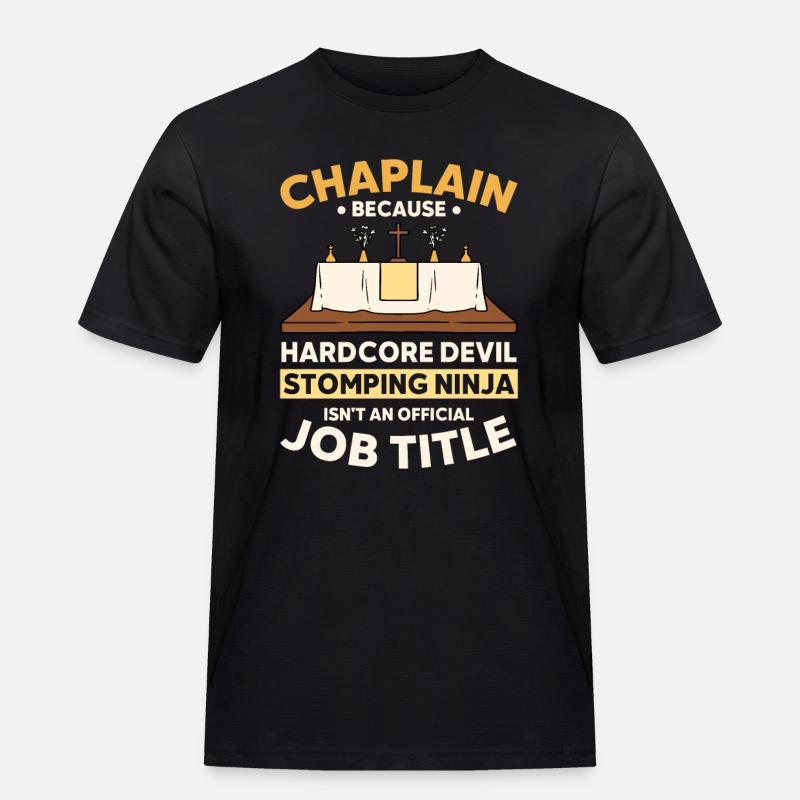 Kaplan Pfarrer - Männer Workwear T-Shirt - Schwarz