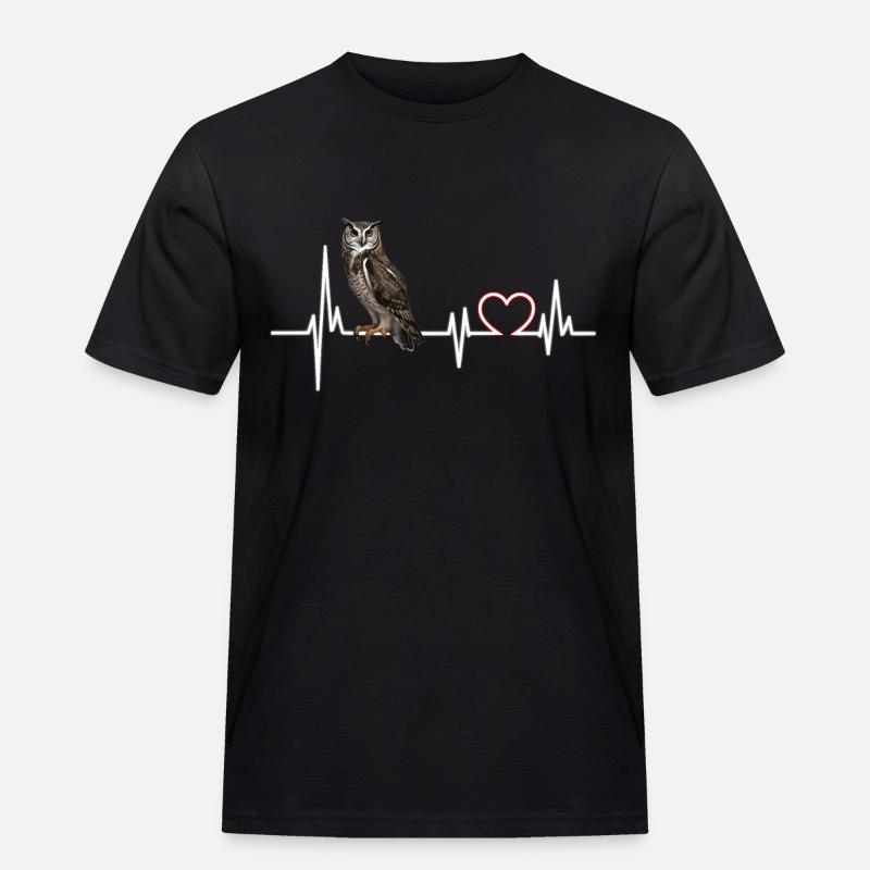 Eule - Männer Workwear T-Shirt - Schwarz