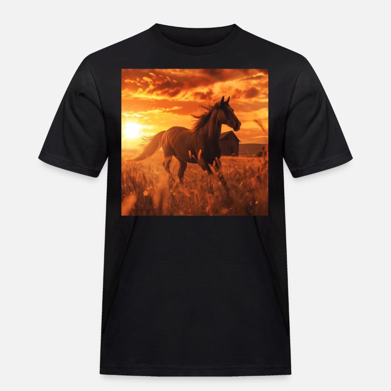 Pferd - Männer Workwear T-Shirt - Schwarz