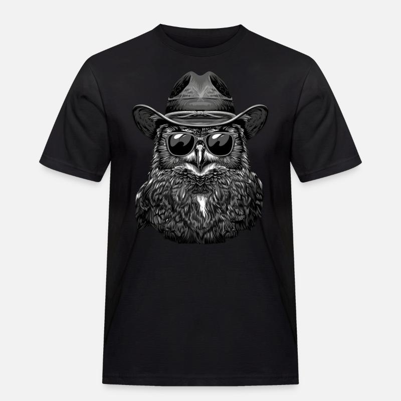 Eule - Männer Workwear T-Shirt - Schwarz