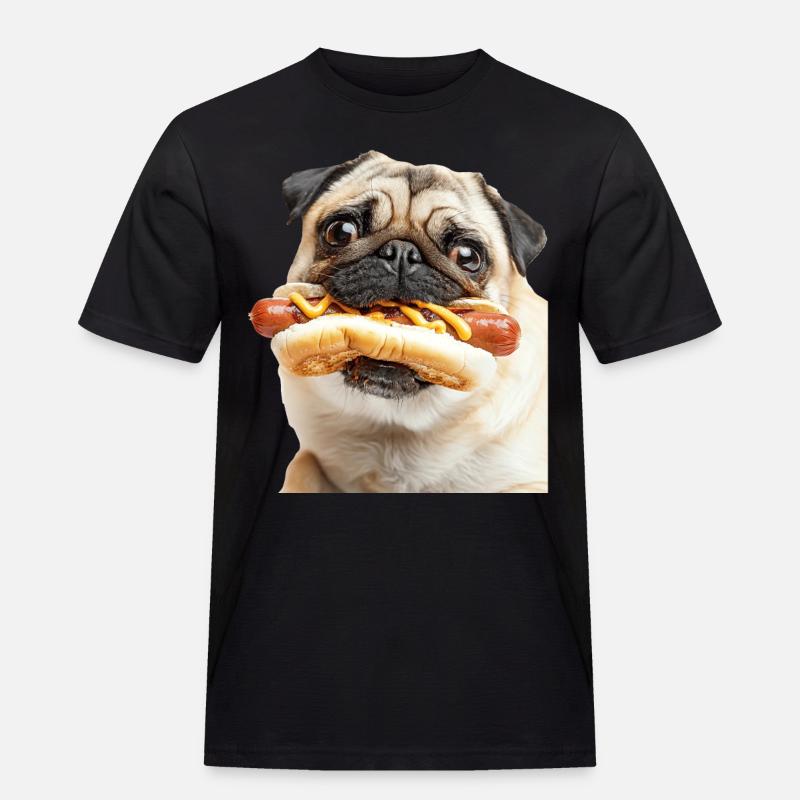 Mops - Männer Workwear T-Shirt - Schwarz