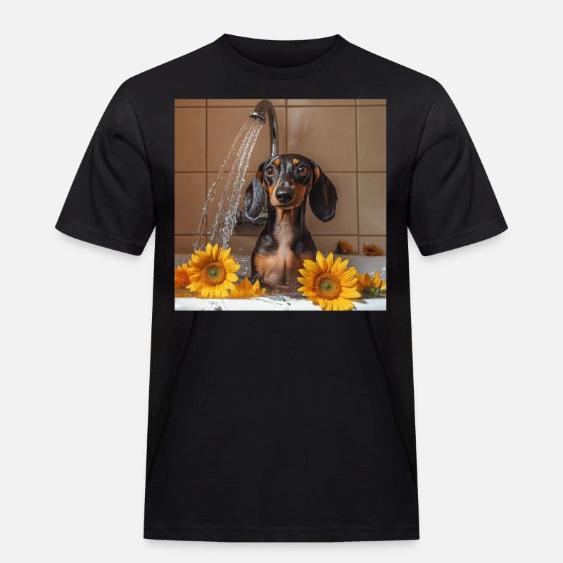 Dackel - Männer Workwear T-Shirt - Schwarz