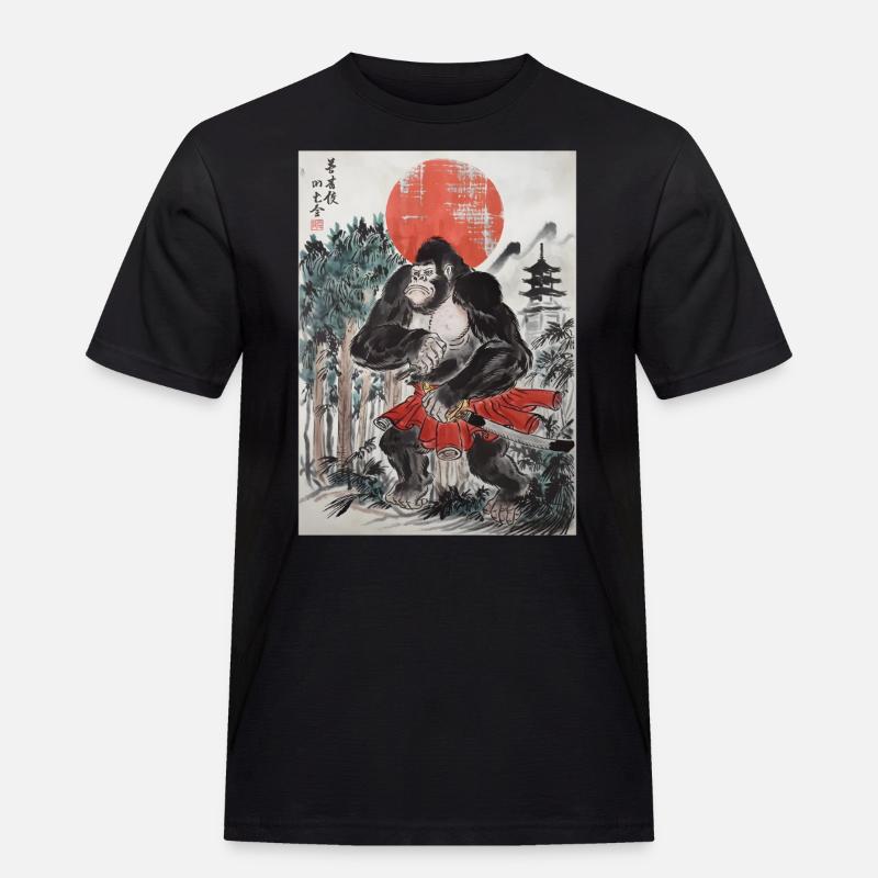 Samurai - Männer Workwear T-Shirt - Schwarz
