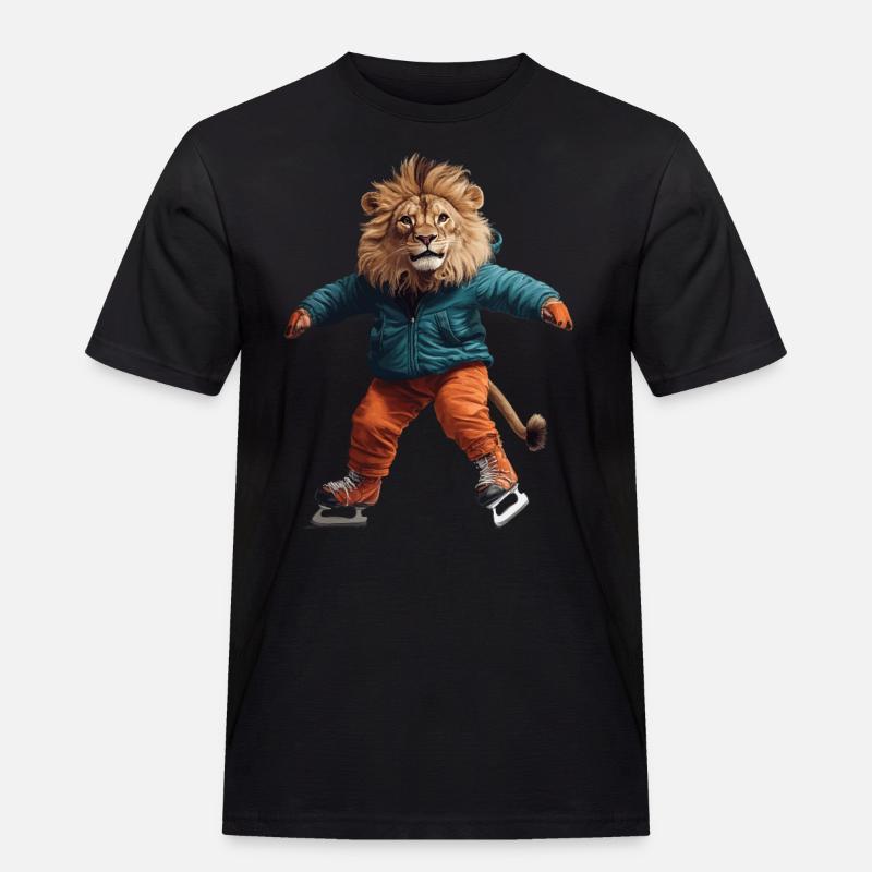 Löwe - Männer Workwear T-Shirt - Schwarz
