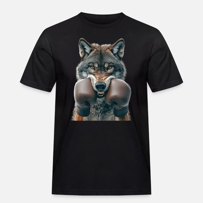 Wolf - Männer Workwear T-Shirt - Schwarz