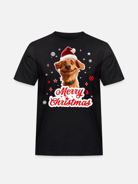 Merry christmas dog - Men's Workwear T-Shirt - black