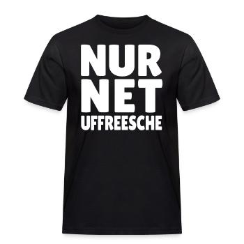 Lustiges hessisch Shirt: Nur net ufreesche - Männer Workwear T-Shirt - Schwarz - Vorne - AI Model Male 178 light (178cm)