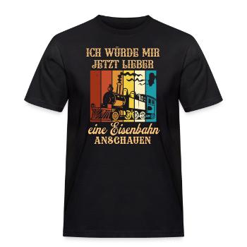 Eisenbahn Fan T-Shirt mit lustigem Spruch - Männer Workwear T-Shirt - Schwarz - Vorne - AI Model Male 178 light (178cm)