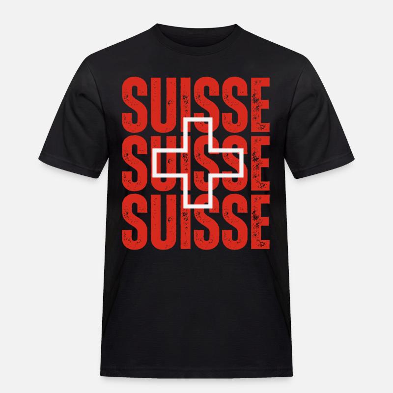 Flagge der Schweiz, Schweizer Stolz - Männer Workwear T-Shirt - Schwarz