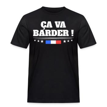 Ça Va Barder Drapeau Français Patriote France - T-shirt Workwear homme - noir - Devant - AI Model Male 178 light (178cm)