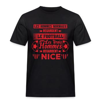 les vrais hommes regardent NICE fans club de foot - T-shirt Workwear homme - noir - Devant - AI Model Male 178 light (178cm)