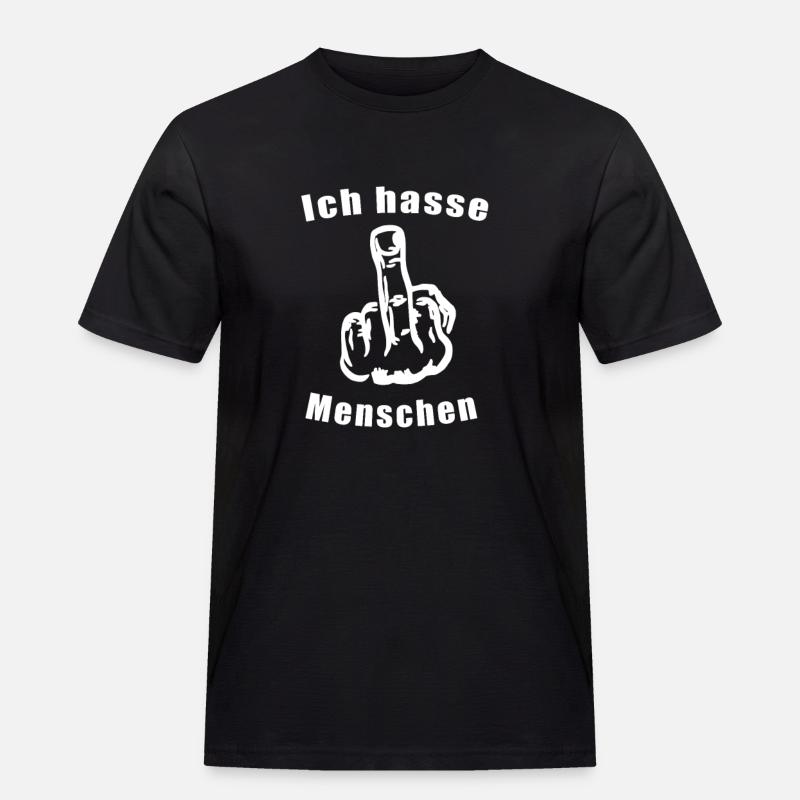Ich hasse Menschen - Männer Workwear T-Shirt - Schwarz