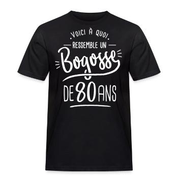 bogosse 80 ans cadeau humour anniversaire 80 ans - T-shirt Workwear homme - noir - Devant - AI Model Male 178 light (178cm)