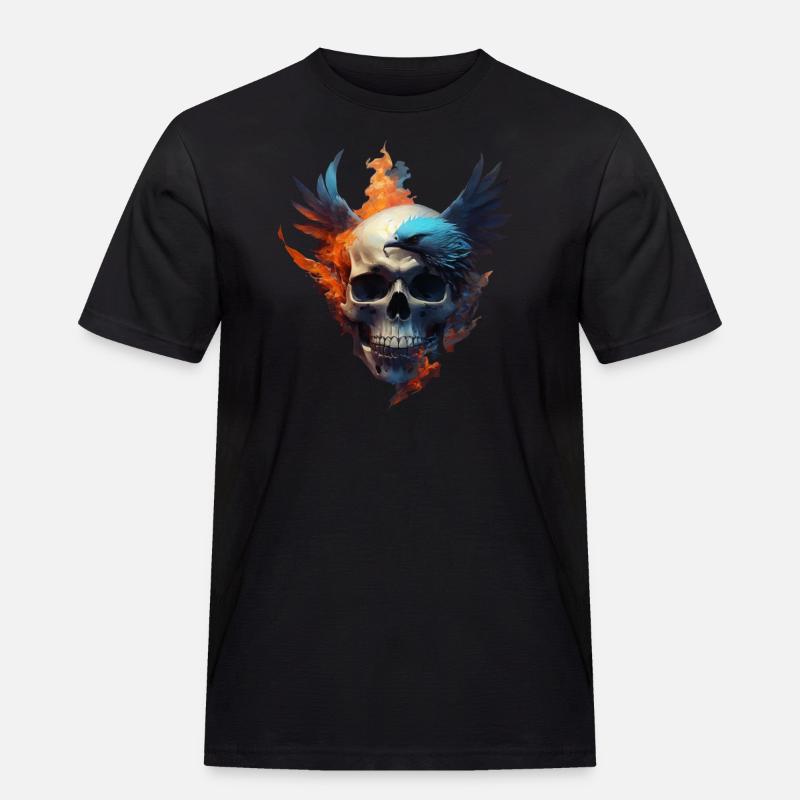 Phönix Schädel - Männer Workwear T-Shirt - Schwarz