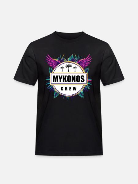 Mykonos Crew Tropisch - Männer Workwear T-Shirt - Schwarz