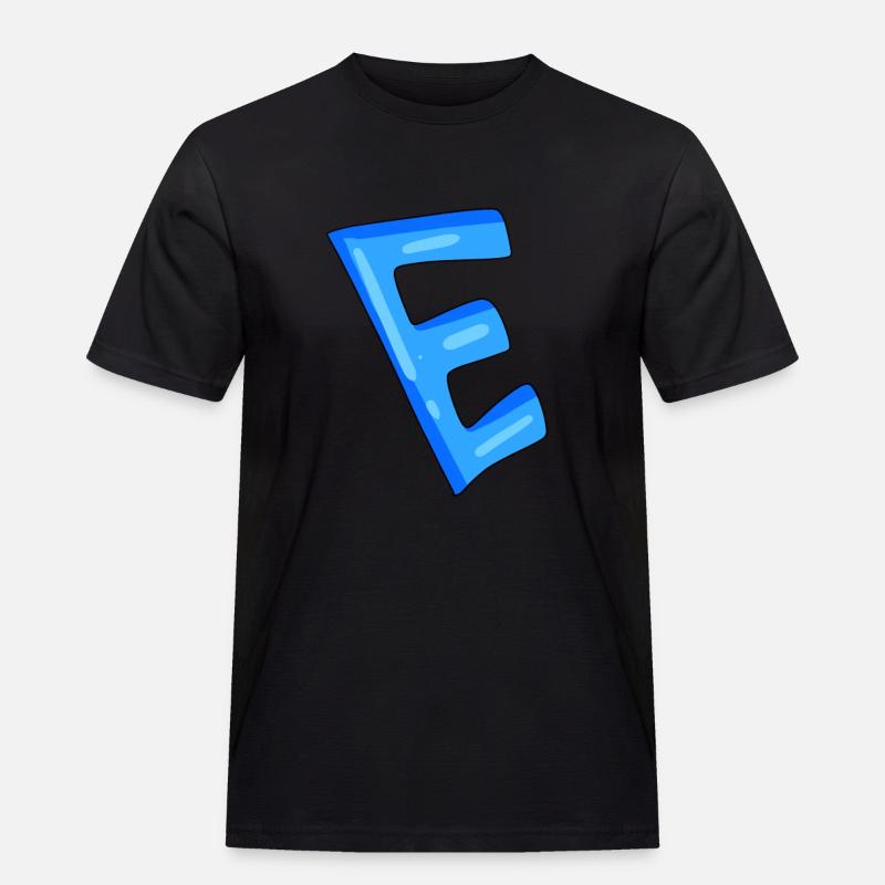 Buchstabe E Anfangsbuchstabe - Männer Workwear T-Shirt - Schwarz