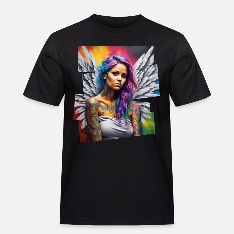 Moderner Engel. - Männer Workwear T-Shirt - Schwarz