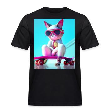 Chats de skateboard cool - T-shirt Workwear homme - noir - Devant - AI Model Male 178 light (178cm)