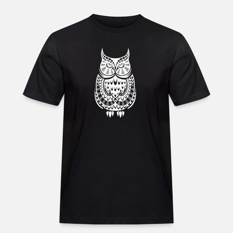 Muster-Eule - Männer Workwear T-Shirt - Schwarz