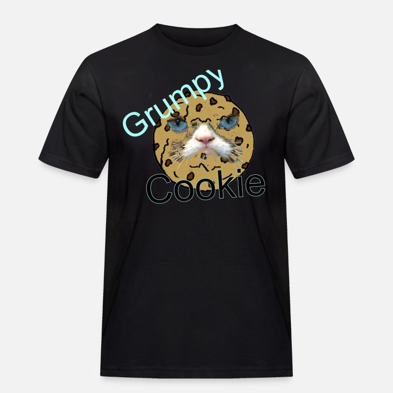 Grumpy Cookie - Männer Workwear T-Shirt - Schwarz