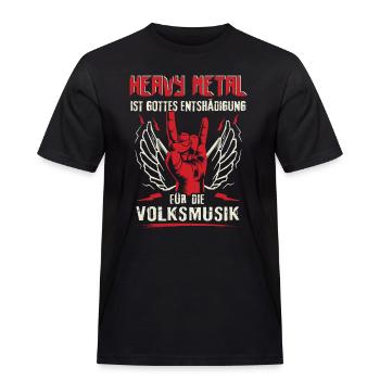 Heavy Metal Gottes Entschädigung für Volksmusik - Männer Workwear T-Shirt - Schwarz - Vorne - AI Model Male 178 light (178cm)