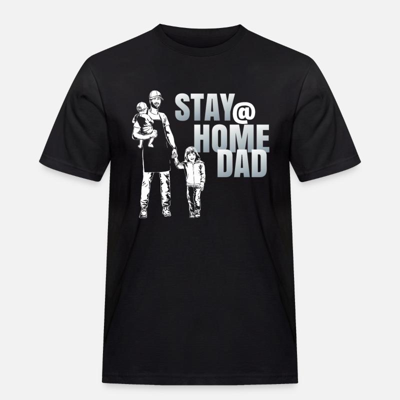 STAY @ HOME DAD - Männer Workwear T-Shirt - Schwarz