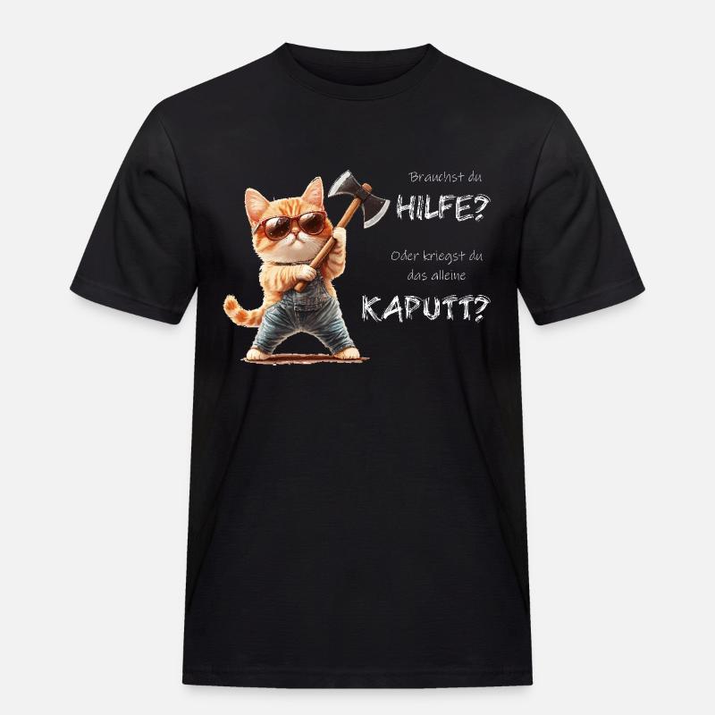 Cat Help Broken Alone - Men's Workwear T-Shirt - black