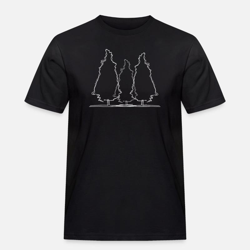 Baum Wald Lineart - Männer Workwear T-Shirt - Schwarz