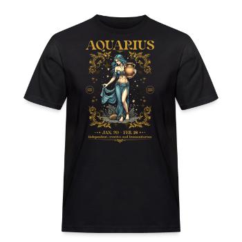 Aquarius Zodiac Sign - Men's Workwear T-Shirt - black - Front - AI Model Male 178 light (178cm)