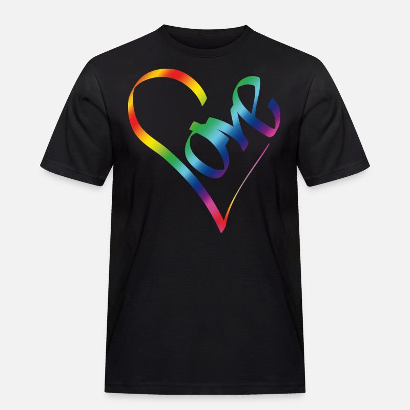Rainbow Love - Männer Workwear T-Shirt - Schwarz