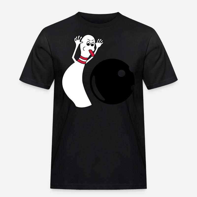 Bowling Pin - Männer Workwear T-Shirt - Schwarz